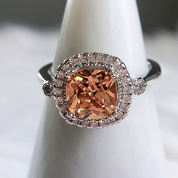 NWT Ryze Peach Moscato Cubic Zirconia .925 Sterling Silver Ring - Size 9 - Picture 3 of 8